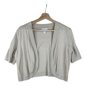 Charter Club Open Half Sleeve Cardigan size Medium Beige